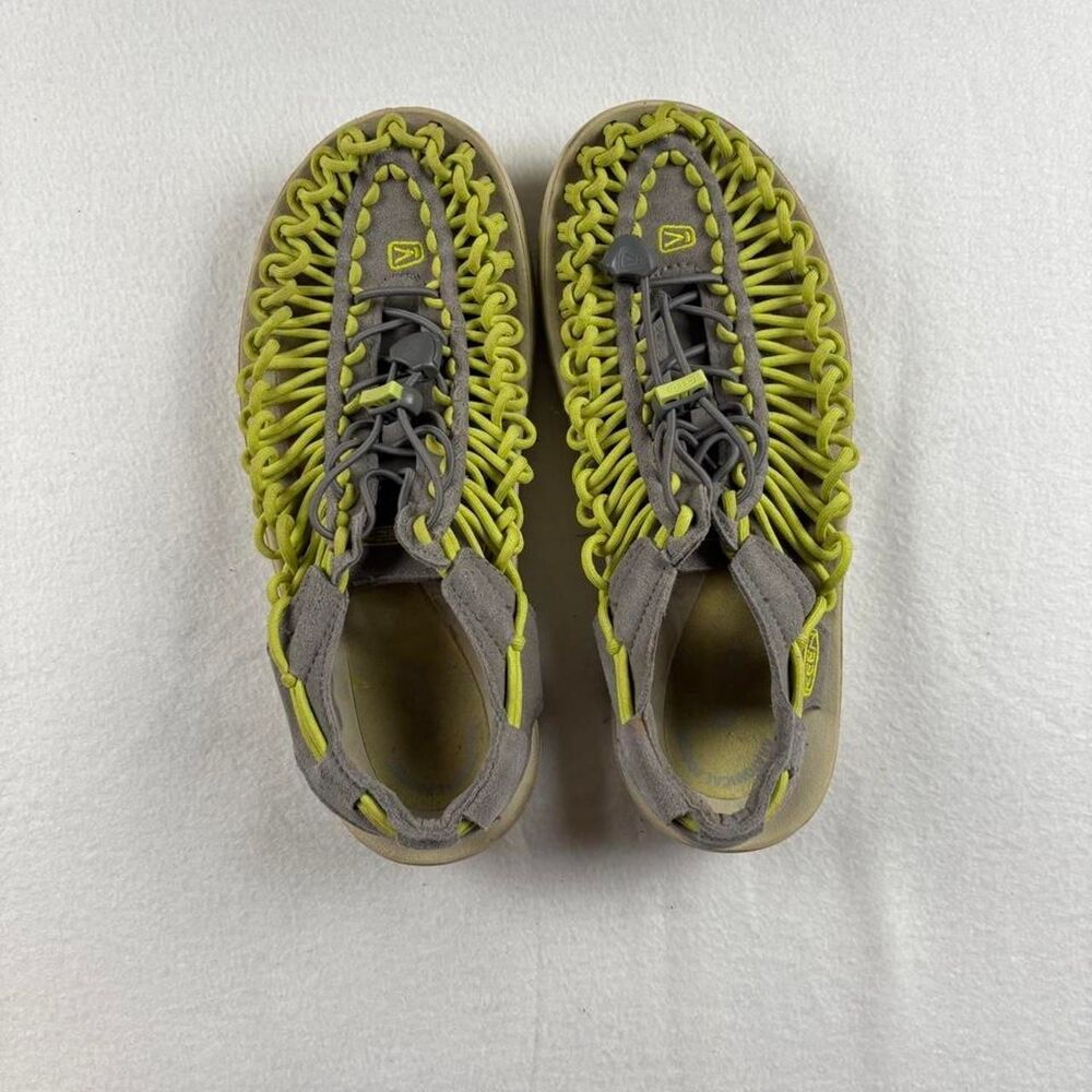 KEEN UNEEK Sandals Women’s 7.5 Gray Lime Green Cord Hiking Outdoor Shoes